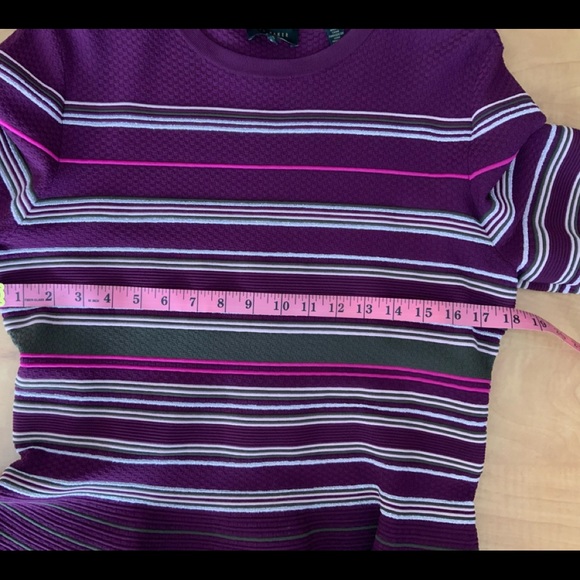 Womens Ted Baker Maroon (with stripes) long sleeve blouse size 5 - Picture 4 of 6